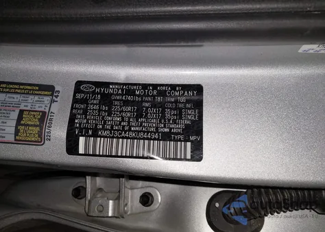 2019 Hyundai Tucson Value z USA, uszkodzony, nr VIN KM8J3CA48KU844941